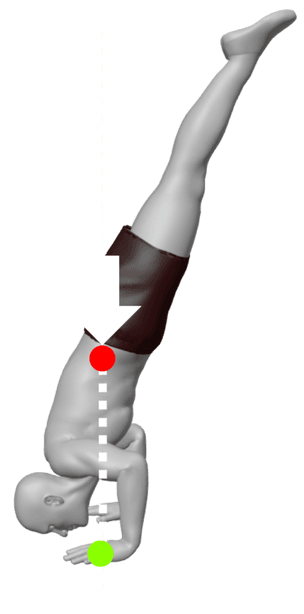 handstand push up force vector and range of motion illustration
